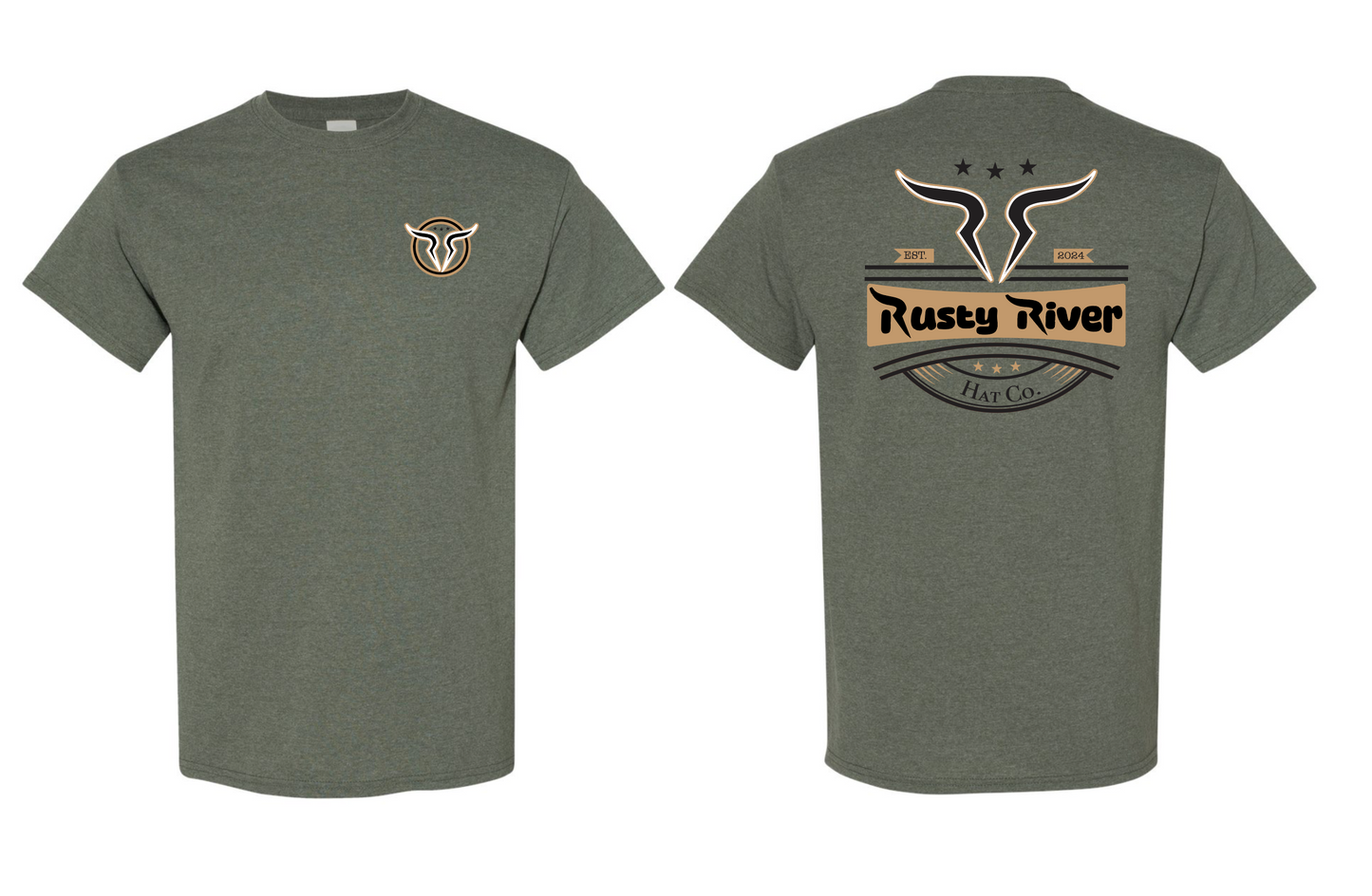 Heather Military Green RR Logo Shirt